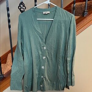 LOFT Outlet Sage Green Knit Cardigan
